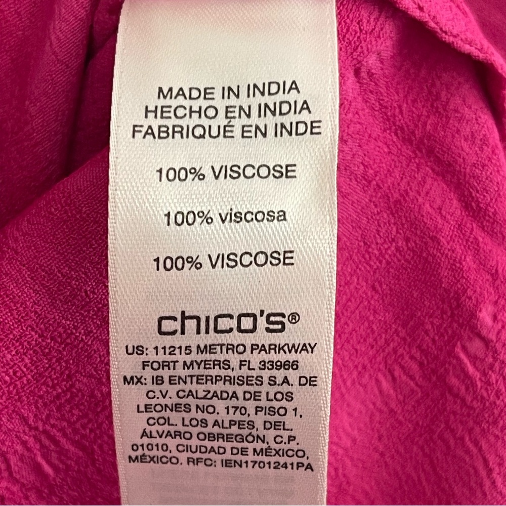 Chicos Womens Pink Textured Ombre Top Size Large 12 Pullover 3/4 Tab Sleeve - Picture 6 of 7